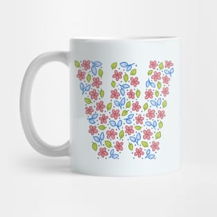 Floral Monogram Letter W - pink and blue Mug